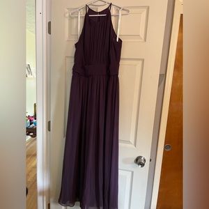 High-Neck Chiffon Bridesmaid Dress with Keyhole